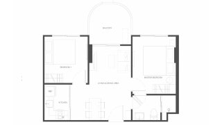 Apartment floor plan, 2 bedrooms in Rhea No. 11009