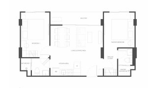 Apartment floor plan, 2 bedrooms in Rhea No. 11011
