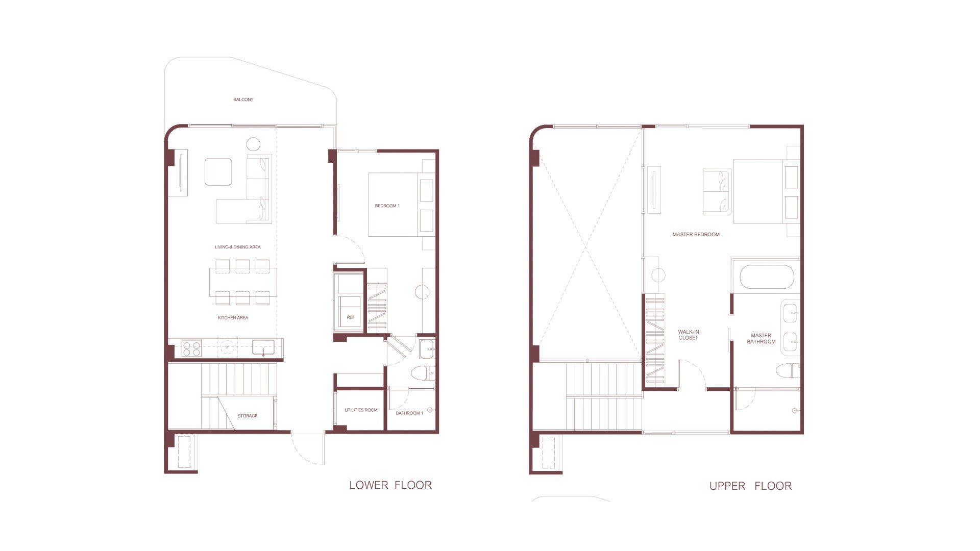 Villa floor plan, 2 bedrooms in Rhea No. 11020